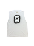 White Graffiti Stencil Cutoff Tee