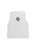 White Graffiti Stencil Cutoff Tee