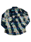 Forest Green Distorted Plaid Frayed Flannel Sz Large