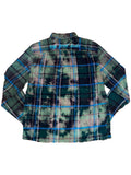 Forest Green Distorted Plaid Frayed Flannel Sz Large