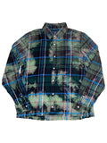 Forest Green Distorted Plaid Frayed Flannel Sz Large